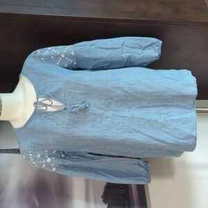 Old Navy Light Blue Women's Blouse with Embroidery